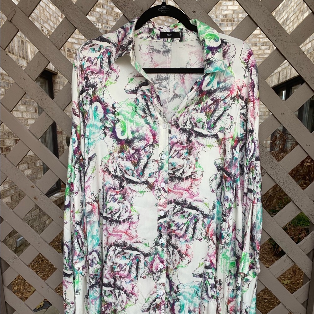 Multicolor button oversized shirt dress